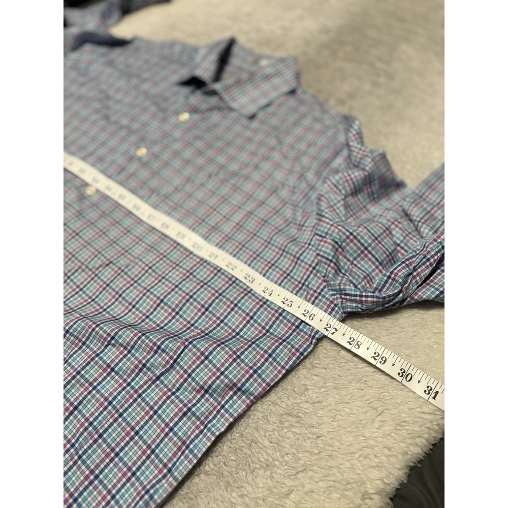 Peter Millar Men's Button Down Blue Pink Plaid XL Shirt Cotton Top - Picture 4 of 6